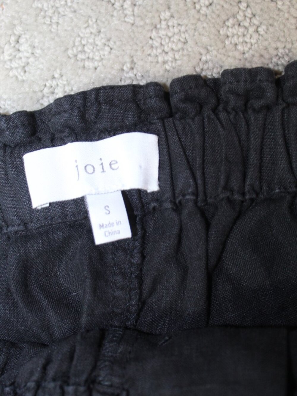 Joie Size S 100% Linen Black Elastic Waist Elastic Ankle Pants - Picture 7 of 7